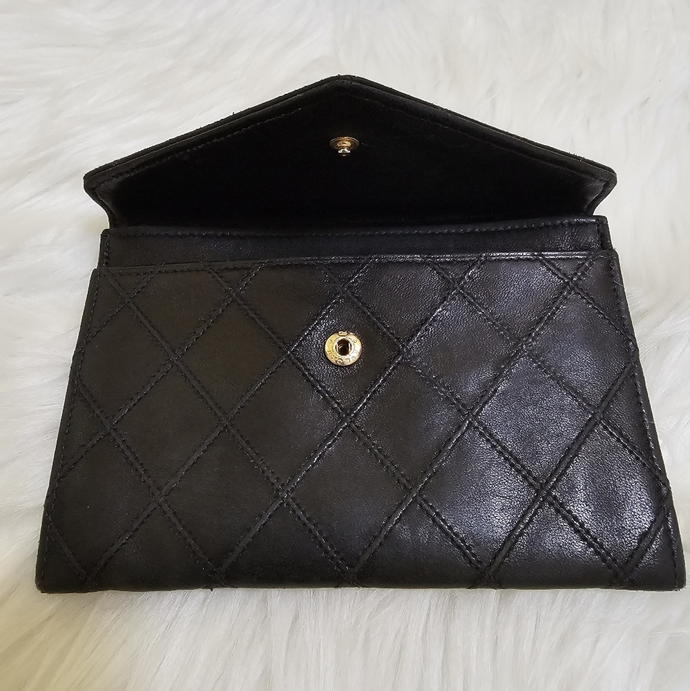 Chanel Black Diamond Stitched Leather Vintage 1989-1991 Wallet - Picture 12 of 17